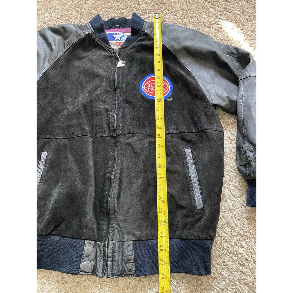 Vintage 90's‎ Starter Detroit Pistons NBA Leather Wool Varsity Jacket Men's XL - Picture 12 of 15